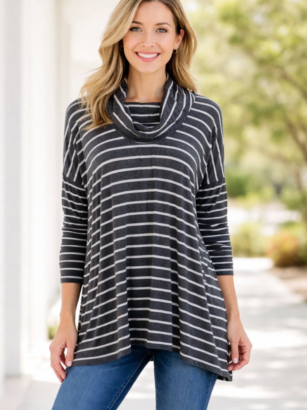 Ann Taylor LOFT Lounge Cowl Neck Oversized Dropped Shoulder Long Sleeve Shirt XS
